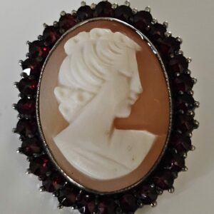 Vintage Cameo surrounded by Garnets brooch