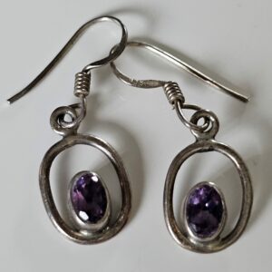 Silver Amethyst Drop Earrings