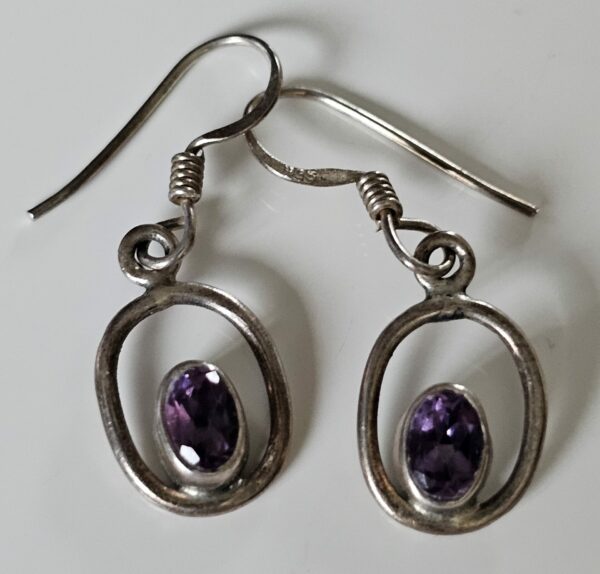 Silver Amethyst Drop Earrings