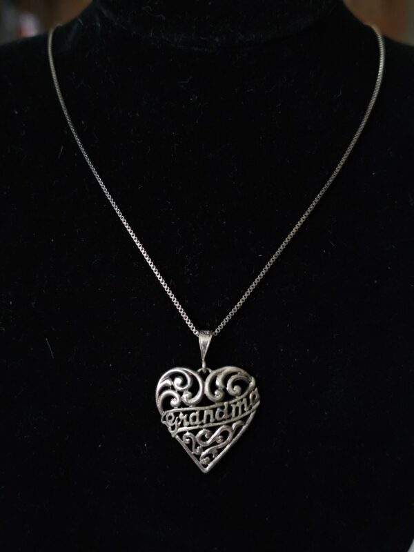 Silver Necklace with Grandma Heart pendant