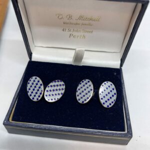 Gents longmire sterling silver enamelled cufflinks