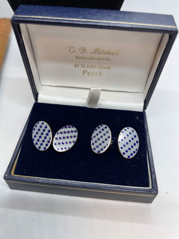 Gents longmire sterling silver enamelled cufflinks