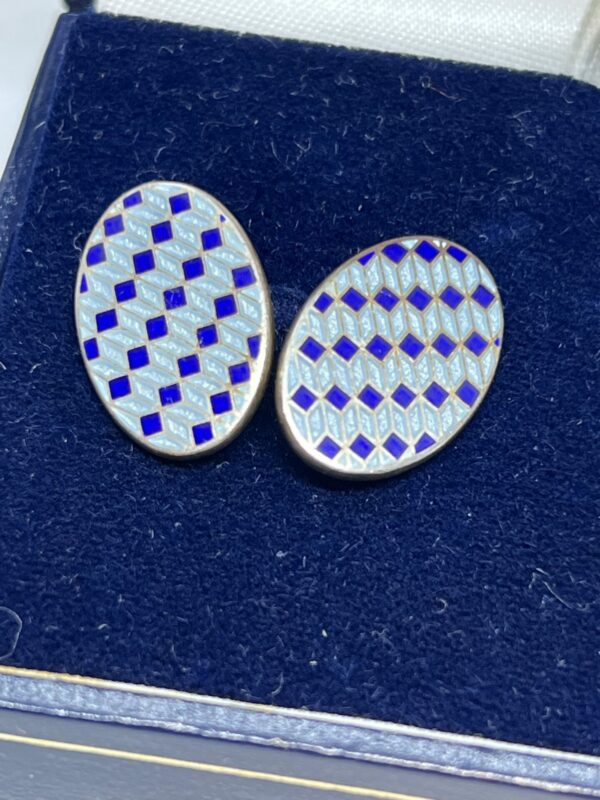 Gents longmire sterling silver enamelled cufflinks - Image 3