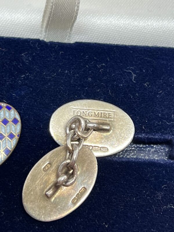 Gents longmire sterling silver enamelled cufflinks - Image 4