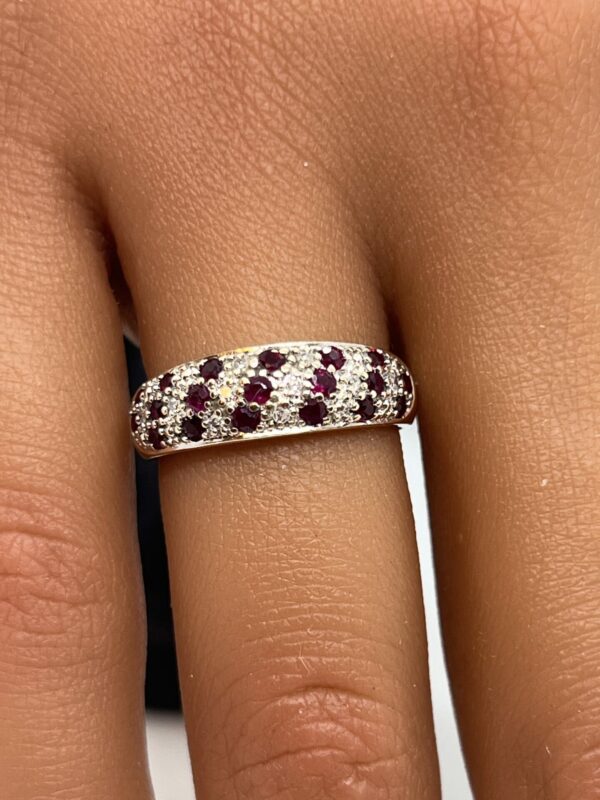 9ct gold diamond and ruby band