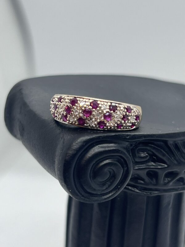 9ct gold diamond and ruby band - Image 2
