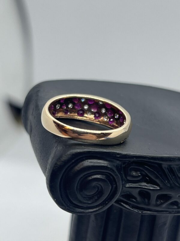 9ct gold diamond and ruby band - Image 3