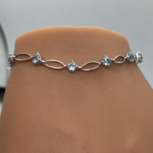 9ct white gold and aquamarine ladies bracelet