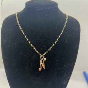 9ct gold chain and N pendant