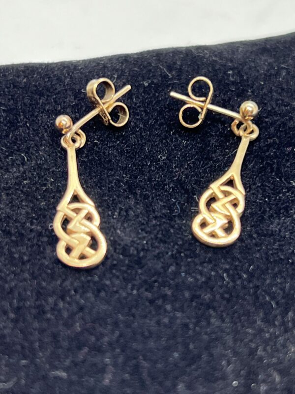 Pair of 9ct gold Celtic design Edinburgh hallmarked earrings