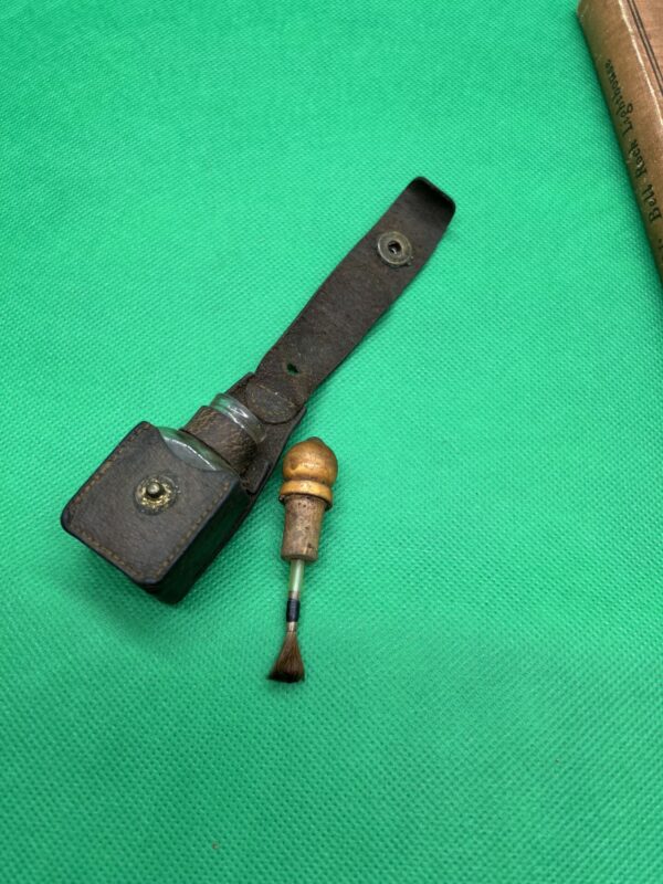 Antique dry fly fluid bottle leather bound - Image 3
