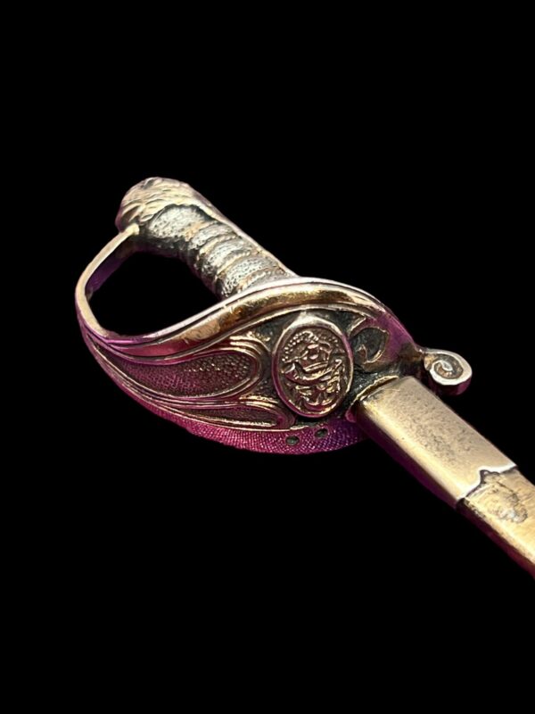 Asprey of London silver gilt basket sword letter opener - Image 5