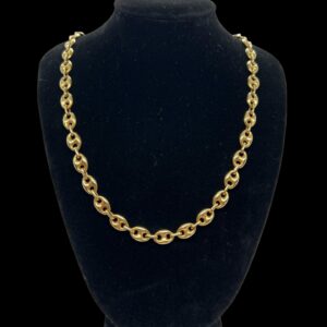 Unisex 24 inch 18ct gold anchor marine link chain
