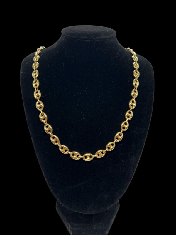 Unisex 24 inch 18ct gold anchor marine link chain