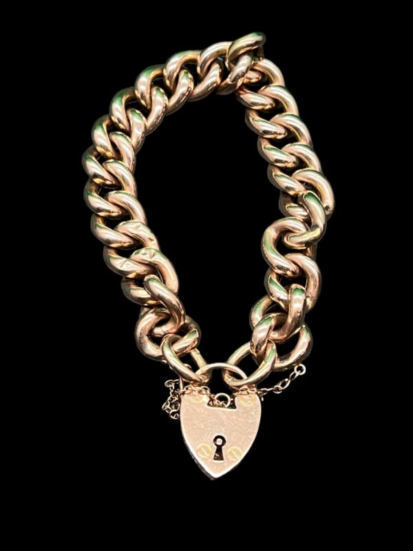 Antique 9ct gold padlock bracelet - Image 2