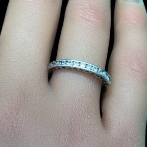 18ct white gold and topaz half eternity