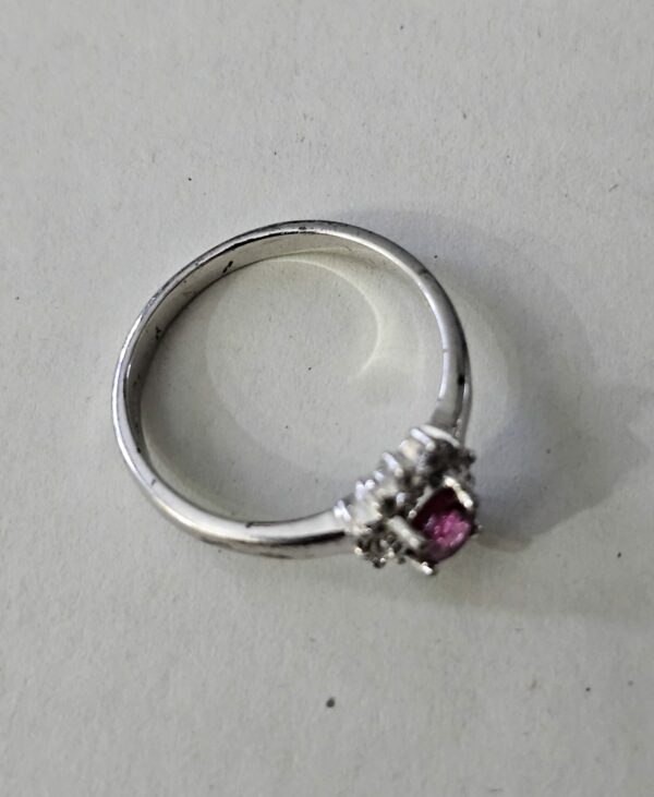 Pink Tourmaline Diamond Cluster 9ct gold - Image 2