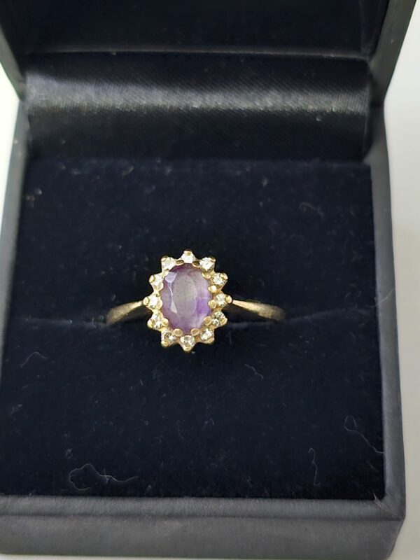 Diamond and Amethyst Cluster Ring 18ct gold