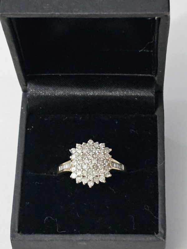 Diamond Cluster Dress Ring 10ct gold - Image 2