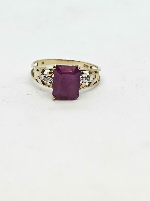 9ct gold Vintage Ruby and Diamond Ring - Image 2