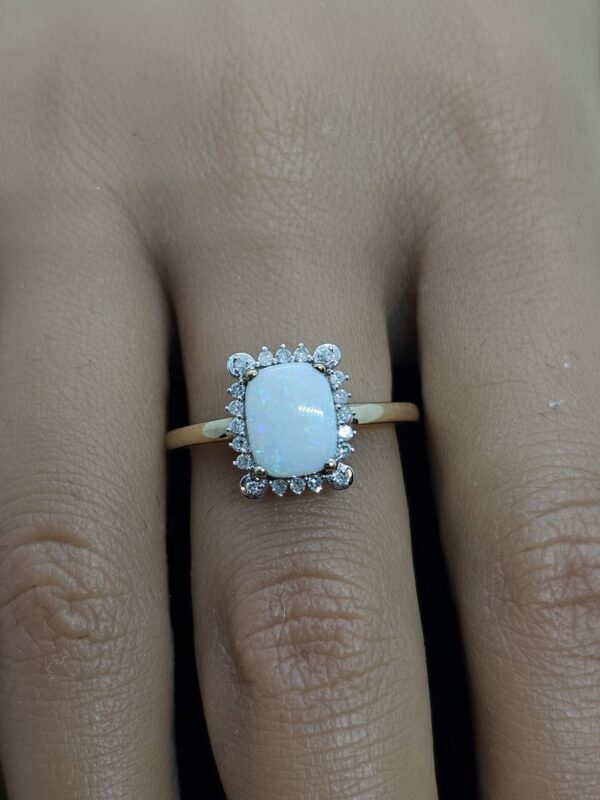9ct gold Opal and Diamond Ring