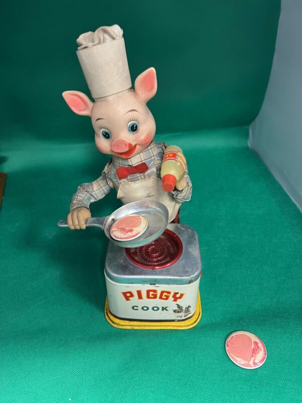 1950s tin plate piggy cook toy