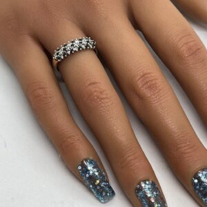 9ct gold diamond and sapphire ladies band
