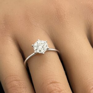 ROX diamond halo engagement ring 18ct white gold