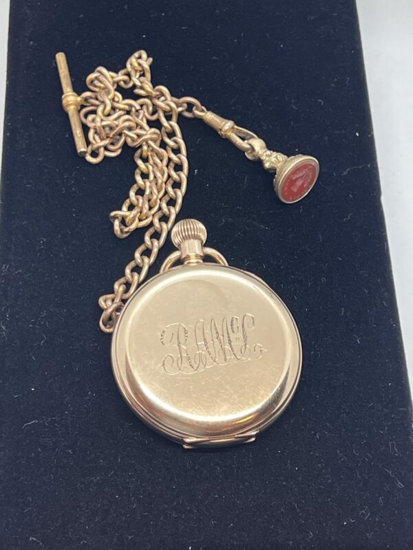 Gold plated Elgin pocket watch case and Swiss movement - Image 2