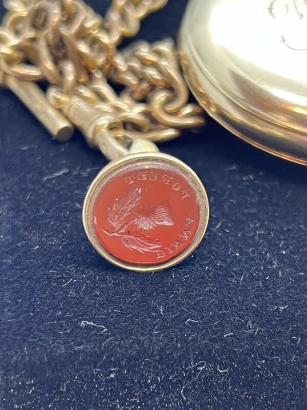 Gold plated Elgin pocket watch case and Swiss movement - Image 4