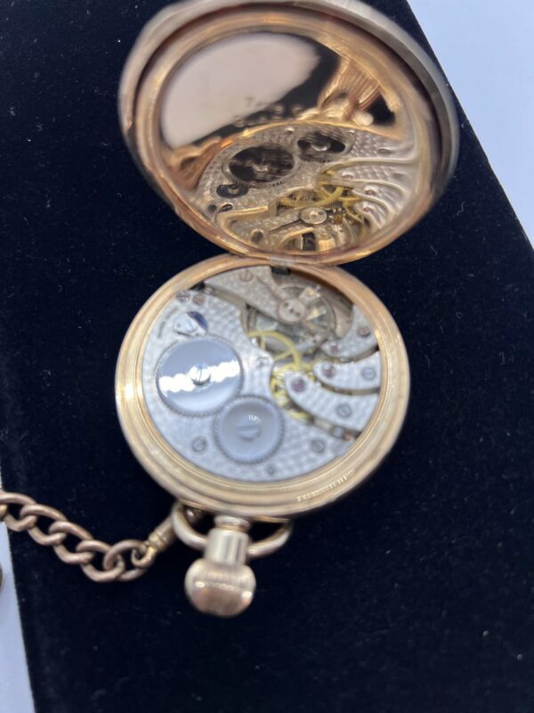Gold plated Elgin pocket watch case and Swiss movement - Image 3