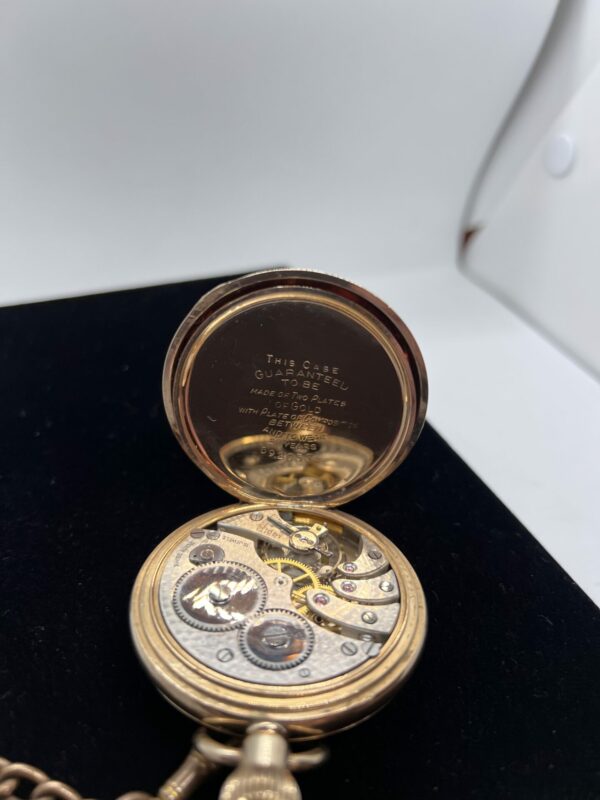 Gold plated Elgin pocket watch case and Swiss movement - Image 6