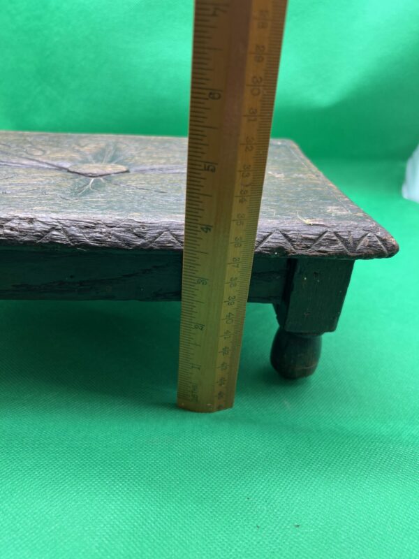 Antique oak footstool prayer stool carved - Image 7