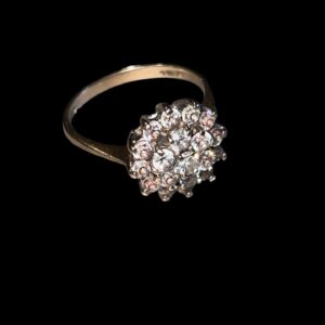 9ct gold large cz cluster ring