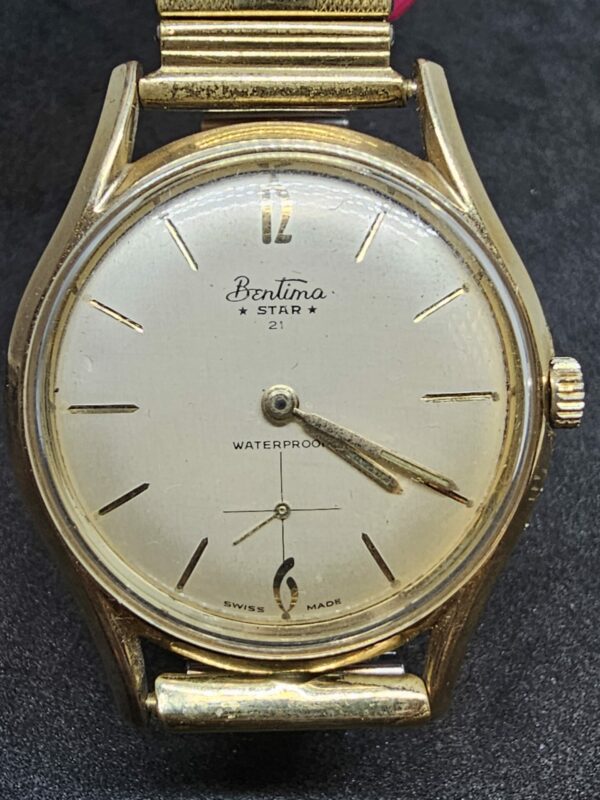 9ct gold bentima star 21 jewel gents watch