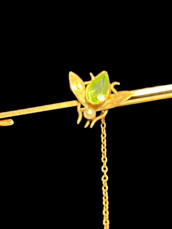 9ct gold spider chasing fly bar brooch antique chester - Image 3