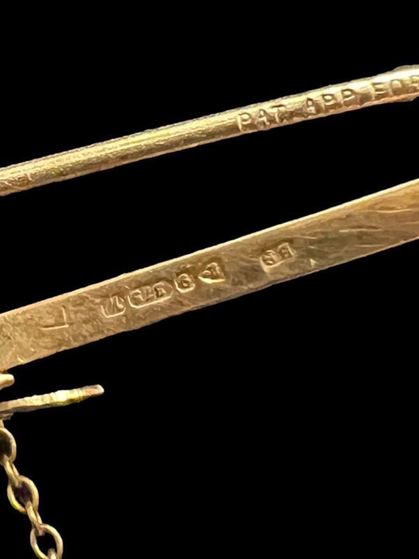 9ct gold spider chasing fly bar brooch antique chester - Image 5