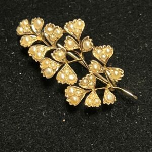 9ct gold and Pearl trifari art nouveau brooch