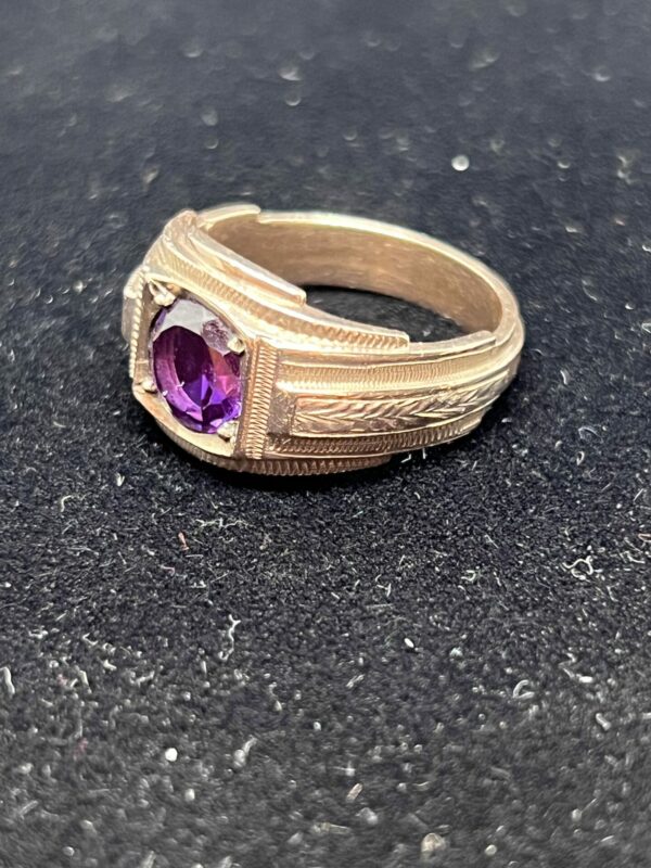 Unisex heavy 9ct gold and ruby signet ring - Image 3