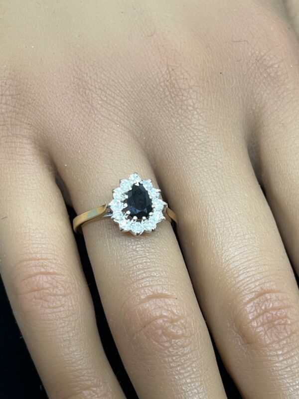 9ct gold sapphire and cz ladies ring