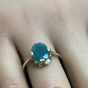 9ct gold jade set ladies dress ring
