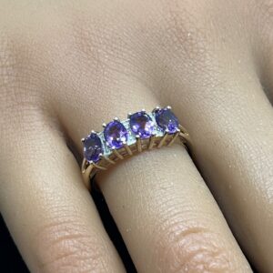 9ct gold amethyst and diamond ladies ring