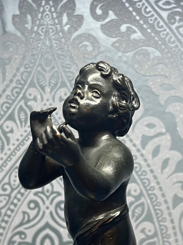 19th century bronze putti figure on brass base - Image 5