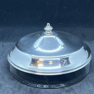Sterling silver topped cut glass dish