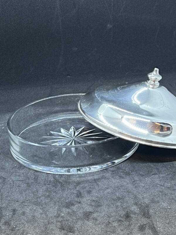 Sterling silver topped cut glass dish - Image 2