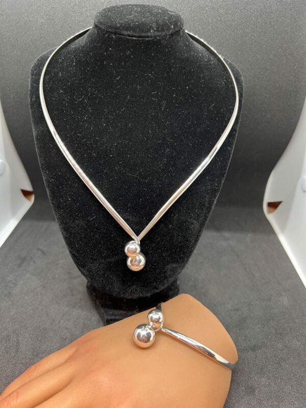 Modernist silver 925 necklace and bangle