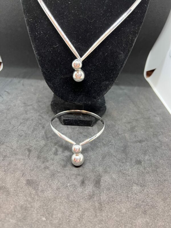 Modernist silver 925 necklace and bangle - Image 7