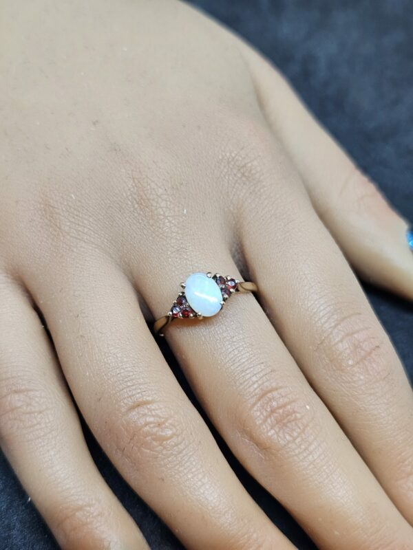 Opal and Garnet 9ct Gold Ring