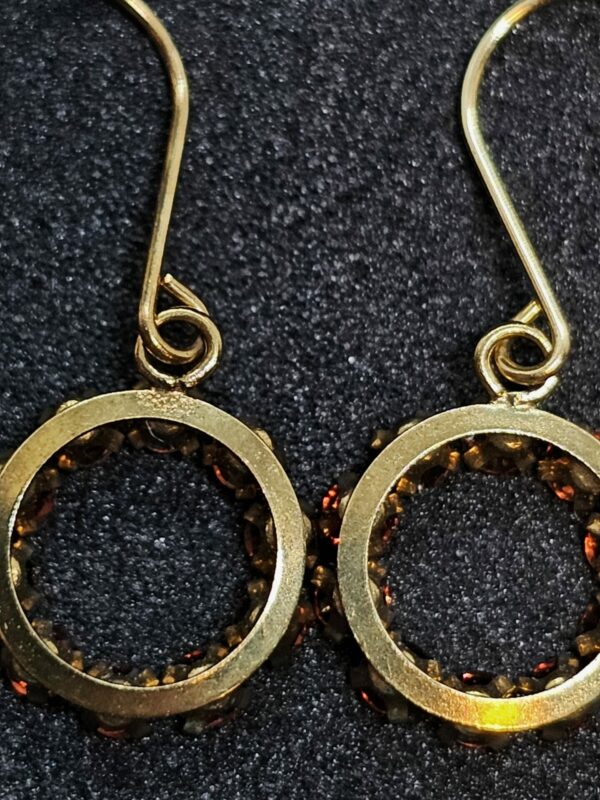 10k Garnet Drop Earrings - Image 2