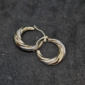 Pair of Yellow and White Gold Hoop Earrings